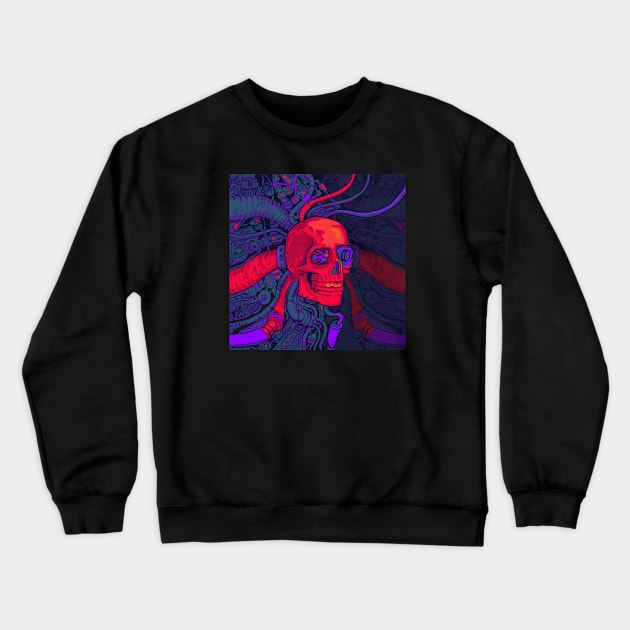 Computer Carbot Alien Skull Crewneck Sweatshirt by TOKEBI